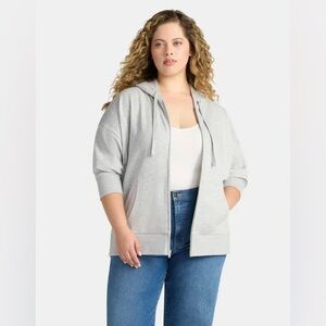 Time and Tru Women's Heather Gray Zip-Up Hoodie sz 22